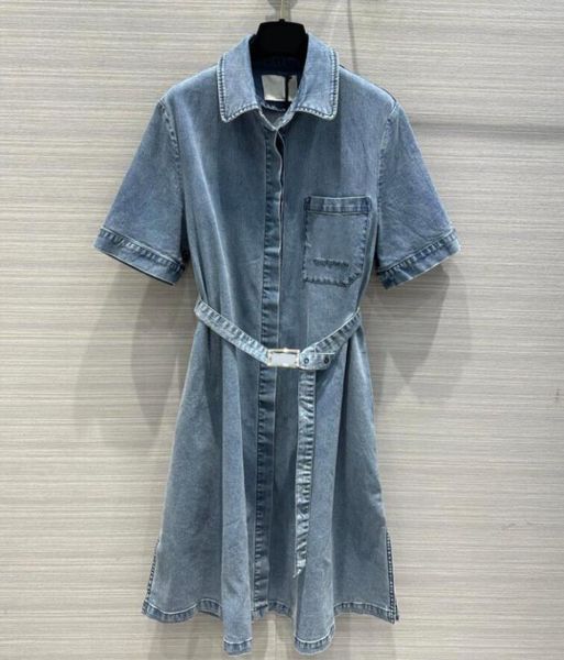 women denim casual dresses designer lady letters print dress summer short sleeved skirts single breasted long skirt with belt high quality, Black;gray
women denim casual dresses designer lady letters print dress summer short sleeved skirts single breasted long skirt with belt high quality, Black;gray