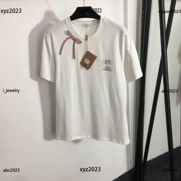 luxury women designer t-shirt pink bow decoration tees girl short sleeve summer diamond logo round neck, White
luxury women designer t-shirt pink bow decoration tees girl short sleeve summer diamond logo round neck, White