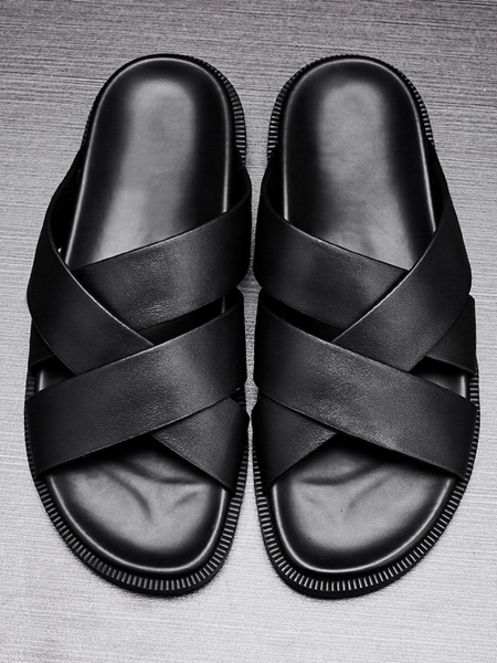 summer mens new fashion outside genuine leather slides cross strap breathable cowhide beach slippers casual flats open toe shoes, Black
summer mens new fashion outside genuine leather slides cross strap breathable cowhide beach slippers casual flats open toe shoes, Black