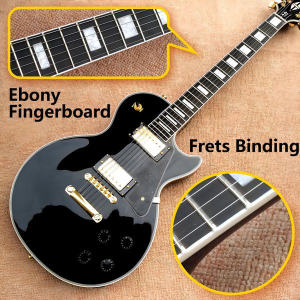 whole custom shop black color electric guitar ebony fretboard binding frets golden hardware
whole custom shop black color electric guitar ebony fretboard binding frets golden hardware