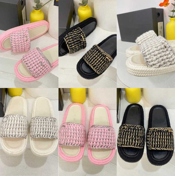 classic women luxury solid color slides slippers designer cnl outer wear sandals thick bottom chain woven fisherman hemp rope non-slip slipp, Black
classic women luxury solid color slides slippers designer cnl outer wear sandals thick bottom chain woven fisherman hemp rope non-slip slipp, Black