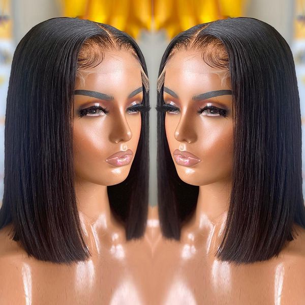 brazilian straight for women short bob wig transparent frontal wig preplucked hairline natural human hair, Black;brown
brazilian straight for women short bob wig transparent frontal wig preplucked hairline natural human hair, Black;brown