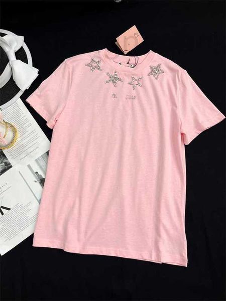 women's t-shirt designer summer new gentle sweet fashion versatile nail drill pentagram decoration round neck short sleeve t-shirt wome, White
women's t-shirt designer summer new gentle sweet fashion versatile nail drill pentagram decoration round neck short sleeve t-shirt wome, White