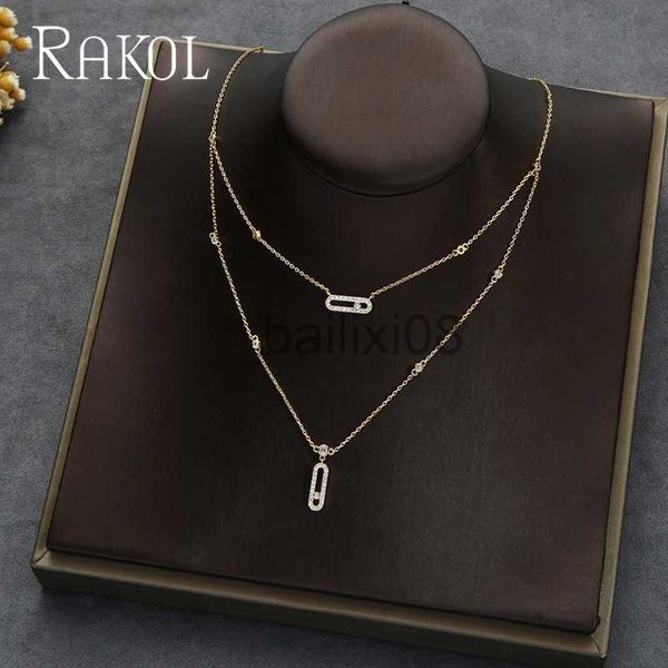 pendant necklaces rakol double layer zircon neckles woman tag shape pendants choker neckle party jewelry gift mujer moda j230620, Silver
pendant necklaces rakol double layer zircon neckles woman tag shape pendants choker neckle party jewelry gift mujer moda j230620, Silver