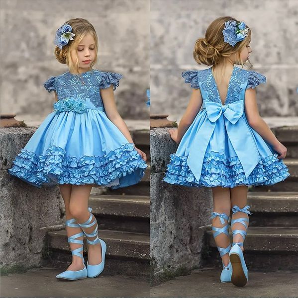 sky blue lace backless short flower girl dresses ruffled for wedding pageant gowns satin knee length first communion dress, White;blue
sky blue lace backless short flower girl dresses ruffled for wedding pageant gowns satin knee length first communion dress, White;blue