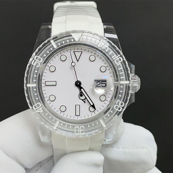 watch mens watch classic watch automatic mechanical watches rubber strap montre de luxe white wristwatch for men 40mm transparent case, Slivery;brown
watch mens watch classic watch automatic mechanical watches rubber strap montre de luxe white wristwatch for men 40mm transparent case, Slivery;brown