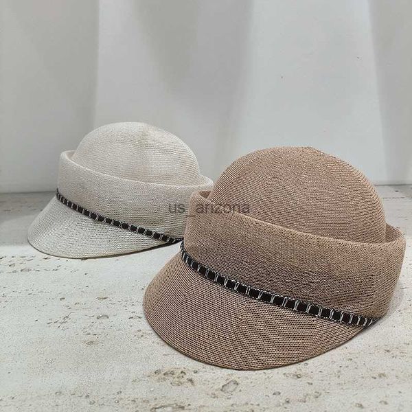 womens summer cap linen leather belt chain sun cap french style straw beret stewardess hats ladies travel visor cap pillbox hat l230620, Blue;gray
womens summer cap linen leather belt chain sun cap french style straw beret stewardess hats ladies travel visor cap pillbox hat l230620, Blue;gray