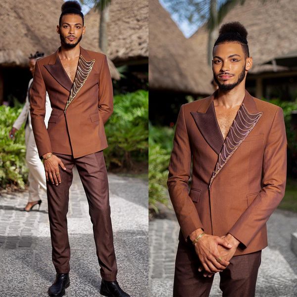 luxury men wedding tuxedos slim fit beaded peaked lapel 2 pieces set custom made blazer pants formal costume homme, Black;gray
luxury men wedding tuxedos slim fit beaded peaked lapel 2 pieces set custom made blazer pants formal costume homme, Black;gray