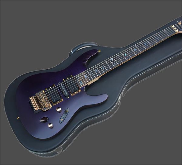 purple electric guitar with ebony body, 6-string guitar, 24-crack, open pickup, gold hardware, floyd rose and black258
purple electric guitar with ebony body, 6-string guitar, 24-crack, open pickup, gold hardware, floyd rose and black258
