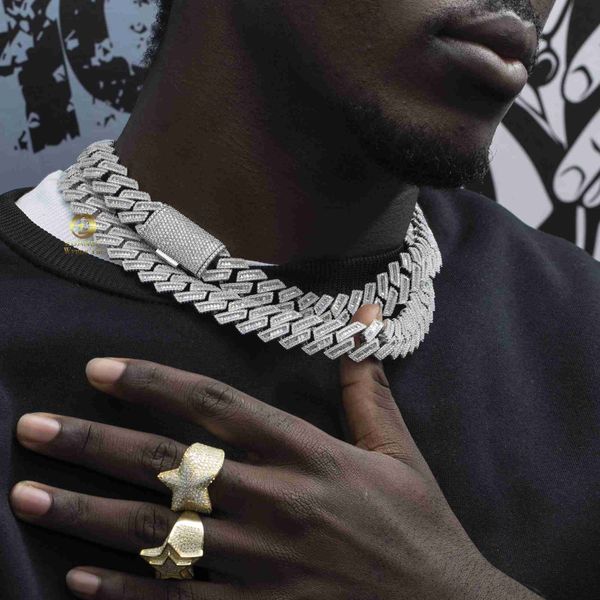 iced out vvs baguette+round custom 18mm moissanite cuban link chain hip hop, Silver
iced out vvs baguette+round custom 18mm moissanite cuban link chain hip hop, Silver