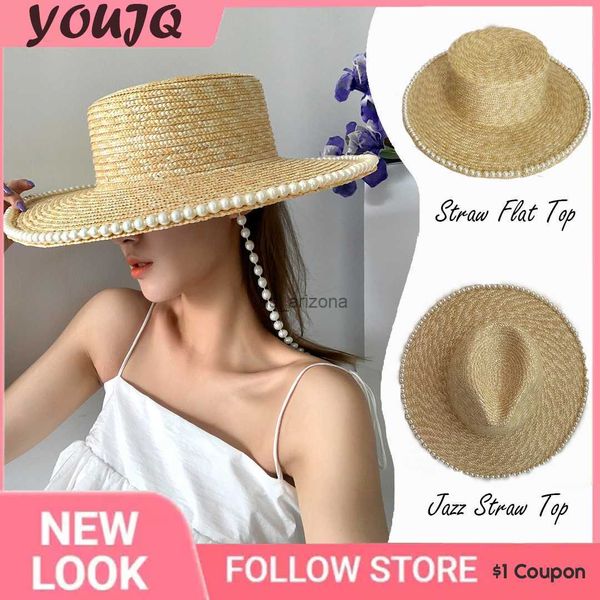 classical wheat straw hats flat wide brim boater hat pearl chain trip summer sun hats for women elegant ladies derby gorras l230620, Blue;gray
classical wheat straw hats flat wide brim boater hat pearl chain trip summer sun hats for women elegant ladies derby gorras l230620, Blue;gray