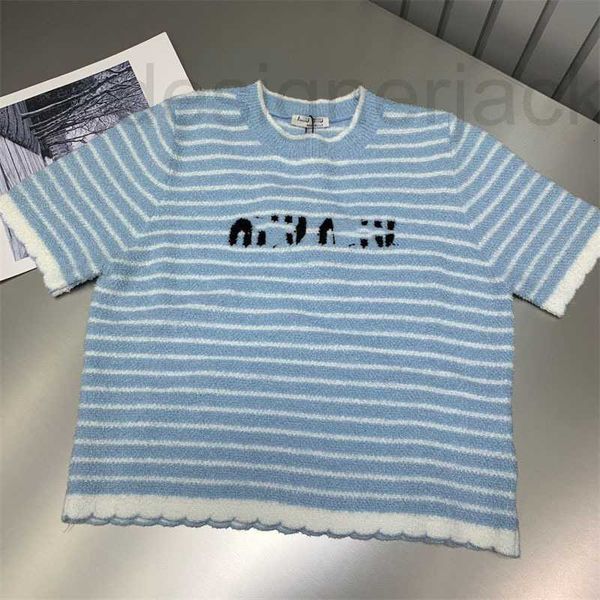 women's t-shirt designer summer new temperament celebrity gentle letter stripe versatile knitted short sleeve t-shirt women qnsg, White
women's t-shirt designer summer new temperament celebrity gentle letter stripe versatile knitted short sleeve t-shirt women qnsg, White
