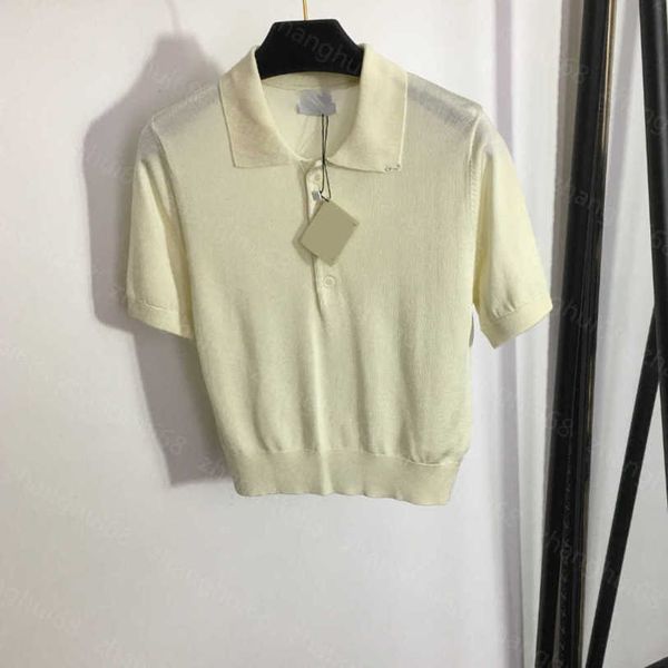 23ss womens knits womens designer clothing solid color lapel polo collar short-sleeved sweater womens clothes a1, White
23ss womens knits womens designer clothing solid color lapel polo collar short-sleeved sweater womens clothes a1, White