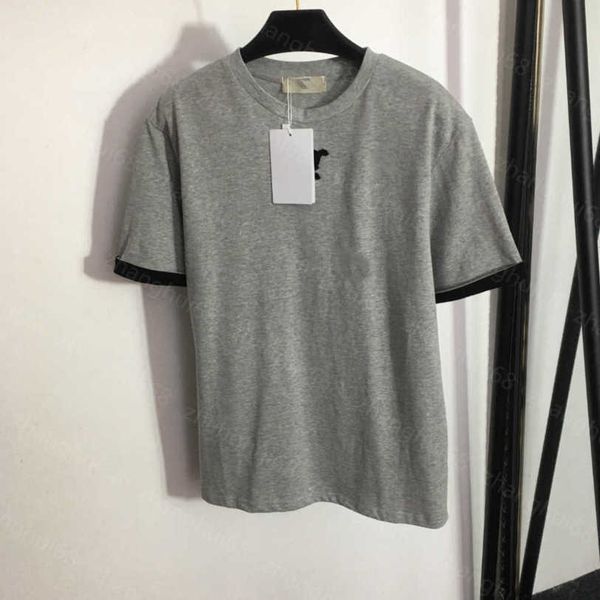 23ss womens designer clothing tee womens t-shirt round neck pure cotton chest flocking logo embroidery color matching casual short-sleeved t, White
23ss womens designer clothing tee womens t-shirt round neck pure cotton chest flocking logo embroidery color matching casual short-sleeved t, White
