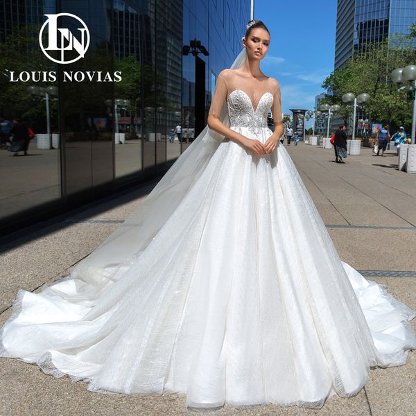 a-line wedding dress 2023 invisible neckline sweetheart crystal appliques sparkling tulle short sleeve dress for bride vestidos de novia, White
a-line wedding dress 2023 invisible neckline sweetheart crystal appliques sparkling tulle short sleeve dress for bride vestidos de novia, White