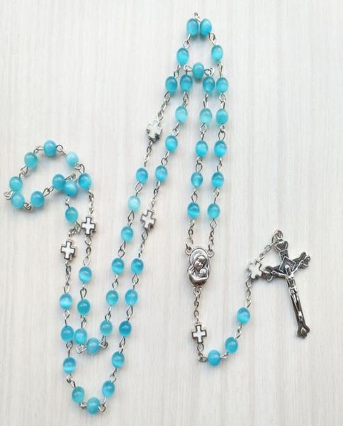 blue opal rosary necklace long metal cross catholic prayer jewelry for men women8644860, Silver
blue opal rosary necklace long metal cross catholic prayer jewelry for men women8644860, Silver