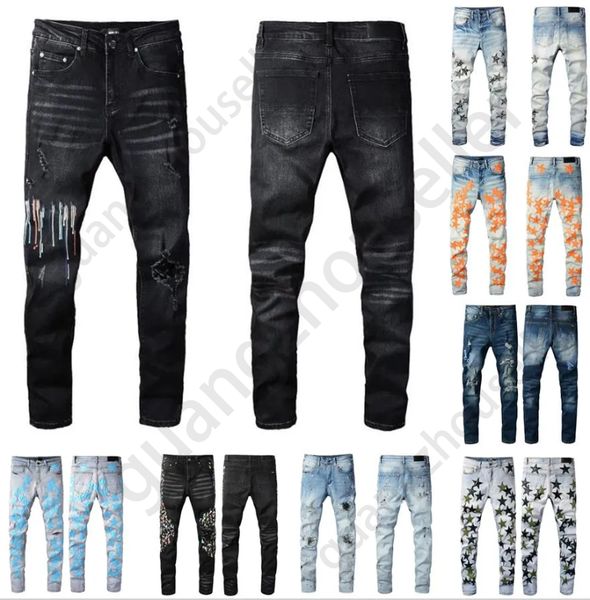 men's jeans designer mens embroidery pants fashion holes trouser hip hop distressed zipper trousers for male, Blue
men's jeans designer mens embroidery pants fashion holes trouser hip hop distressed zipper trousers for male, Blue
