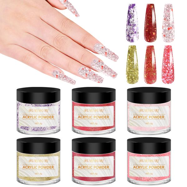 buriburi 6 colors acrylic nail powder set colored acrylic powder for spring nail art 3d diy tips decoration women no nail lamp needed (zjf-6, Silver;gold
buriburi 6 colors acrylic nail powder set colored acrylic powder for spring nail art 3d diy tips decoration women no nail lamp needed (zjf-6, Silver;gold