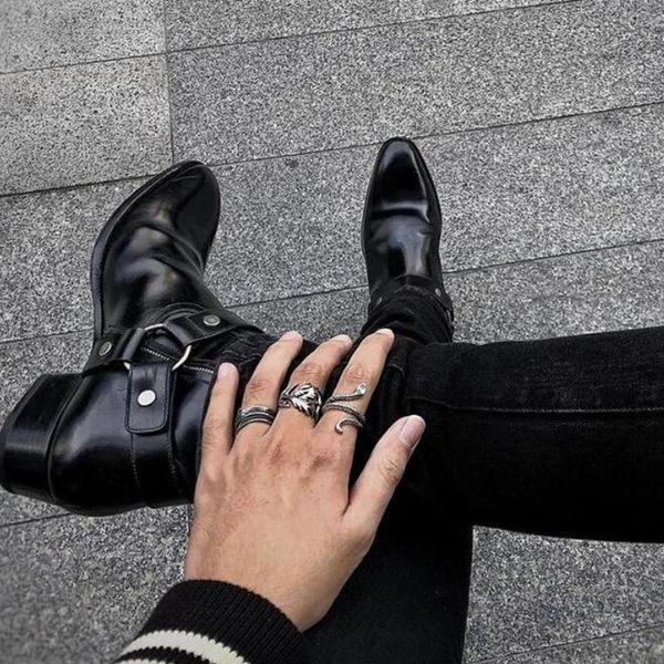 handmade ankle boots for men black genuine leather zipper harness boots zapatos hombre
handmade ankle boots for men black genuine leather zipper harness boots zapatos hombre