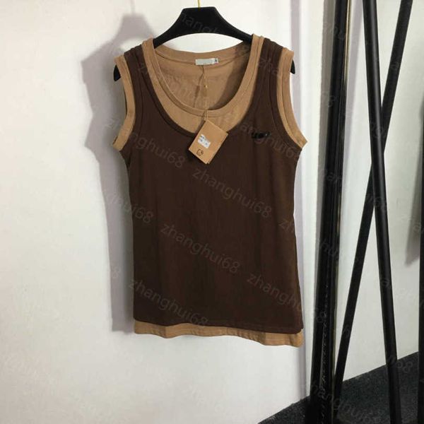 23ss womens knits womens designer clothing spliced fake two slim cotton vest t-shirt womens clothes a1, White
23ss womens knits womens designer clothing spliced fake two slim cotton vest t-shirt womens clothes a1, White