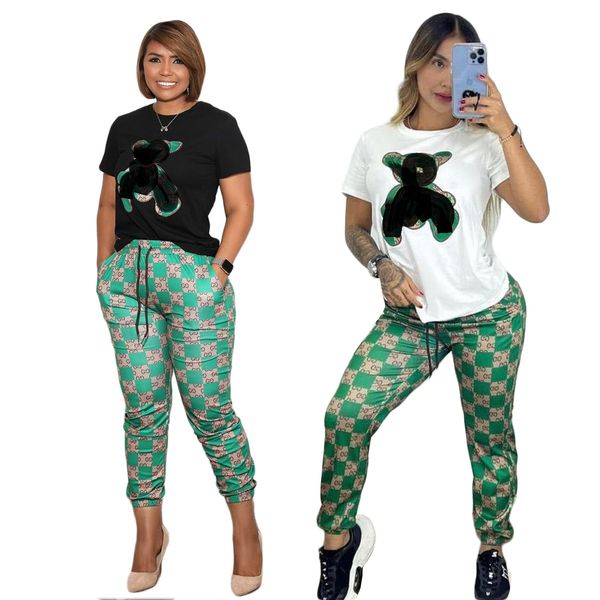 summer new women's fashion casual embroidery little green bear short-sleeved printed trousers ship, White
summer new women's fashion casual embroidery little green bear short-sleeved printed trousers ship, White