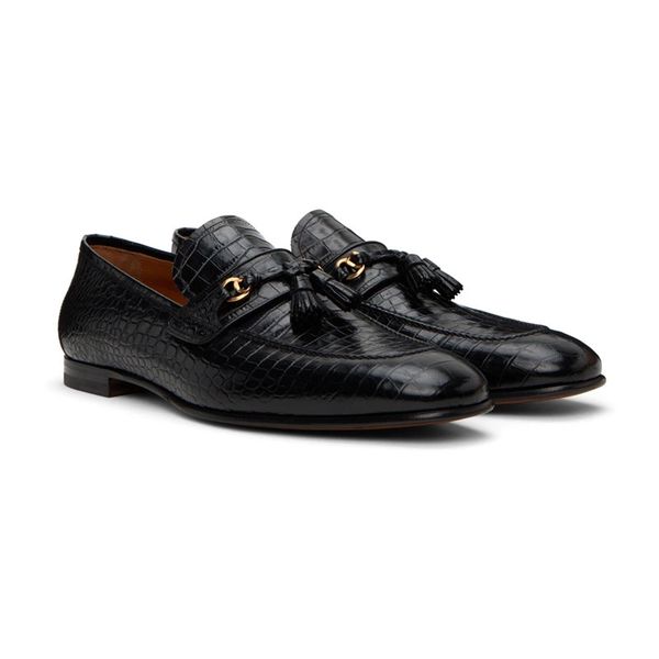 2023 spring alligator pattern style men dress shoes slip on leather party shoes fashion tassel business dress shoes, Black
2023 spring alligator pattern style men dress shoes slip on leather party shoes fashion tassel business dress shoes, Black