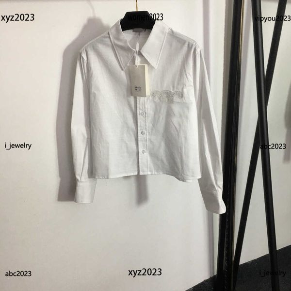 luxury womens designer clothing lady blouse embroidery of large logo on chest shirt pure cotton long sleeved shirt, White
luxury womens designer clothing lady blouse embroidery of large logo on chest shirt pure cotton long sleeved shirt, White