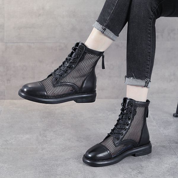 2023 new hollow short boots breathable mesh martin boots women's summer thin style boots british style genuine leather sandals, Black
2023 new hollow short boots breathable mesh martin boots women's summer thin style boots british style genuine leather sandals, Black