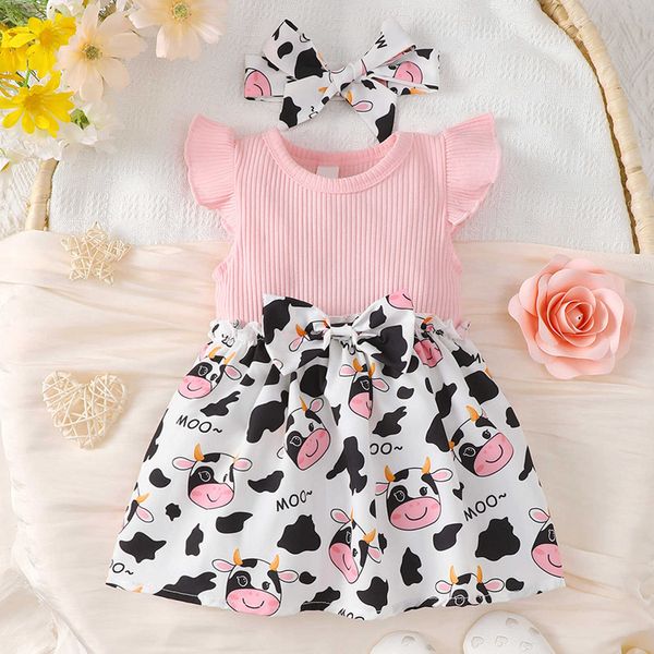 girl's dresses 0-3y toddler summer beach sundress for girls fly sleeve cow prints ribbed patchwork party dresses headband baby clothes, Red;yellow
girl's dresses 0-3y toddler summer beach sundress for girls fly sleeve cow prints ribbed patchwork party dresses headband baby clothes, Red;yellow