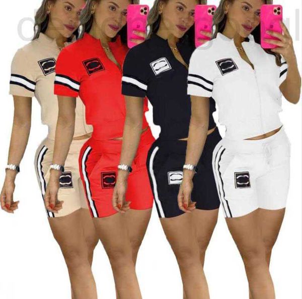 women's tracksuits designer new fashion sports zipper standing neck short sleeve coat t-shirt and side panelled shorts set channel lady, Gray
women's tracksuits designer new fashion sports zipper standing neck short sleeve coat t-shirt and side panelled shorts set channel lady, Gray