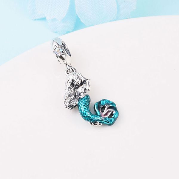925 sterling silver the little mermaid ocean blue enamel dangle charm bead for european pandora style jewelry charm bracelets, Black
925 sterling silver the little mermaid ocean blue enamel dangle charm bead for european pandora style jewelry charm bracelets, Black