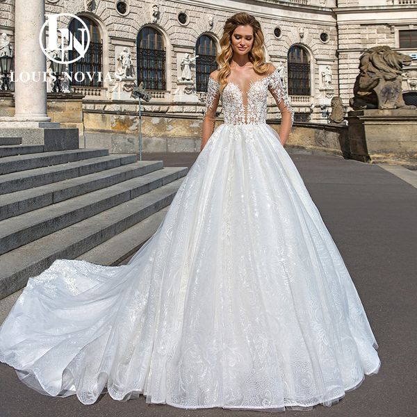 ball gown long sleeves wedding dress 2023 sweetheart sparkling tulle appliques sequins semi-transparent dress for bride vestidos de novia, White
ball gown long sleeves wedding dress 2023 sweetheart sparkling tulle appliques sequins semi-transparent dress for bride vestidos de novia, White