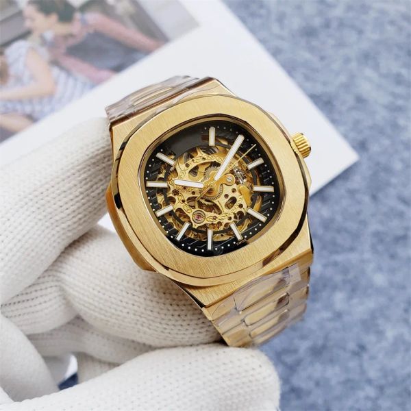 40mm mens hollow designer watch full steel automatic mechanical men's watches sport waterproof skeleton watch, Slivery;golden
40mm mens hollow designer watch full steel automatic mechanical men's watches sport waterproof skeleton watch, Slivery;golden