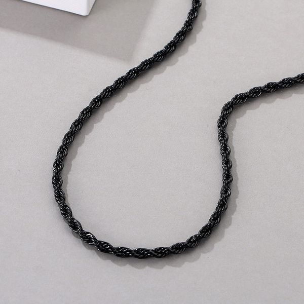 hip-hop punk style black and gold color titanium steel men's and women's fried dough twists necklace, Silver
hip-hop punk style black and gold color titanium steel men's and women's fried dough twists necklace, Silver