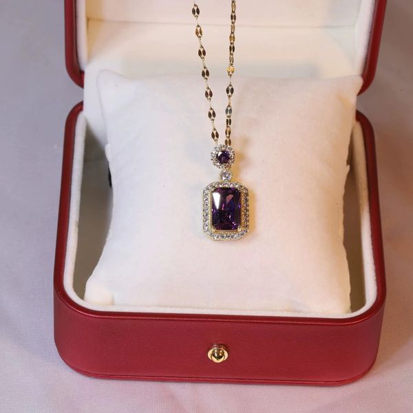 necklace women's net red emerald zircon necklace pendant advanced colorfast titanium steel bone chain, Silver
necklace women's net red emerald zircon necklace pendant advanced colorfast titanium steel bone chain, Silver
