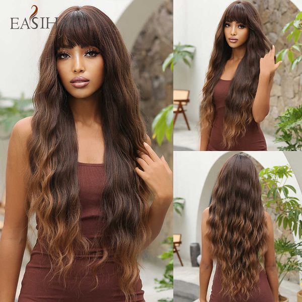 synthetic wigs easihair long brown to blonde ombre synthetic wigs deep wave cosplay natural hair with bangs for women heat resistant 230227, Black
synthetic wigs easihair long brown to blonde ombre synthetic wigs deep wave cosplay natural hair with bangs for women heat resistant 230227, Black