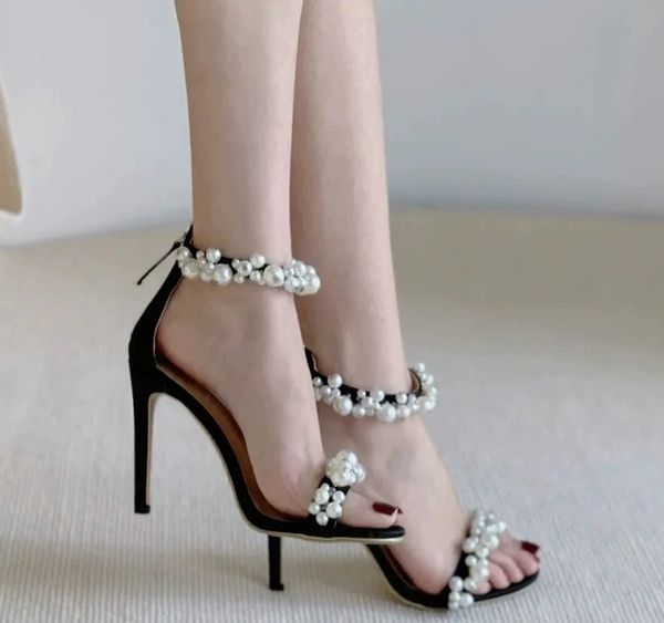 wedding bridal shoes pearl decoration open toe stiletto heels women heeled sandals with back zipper evening party shoes elegant high heels s, Black
wedding bridal shoes pearl decoration open toe stiletto heels women heeled sandals with back zipper evening party shoes elegant high heels s, Black