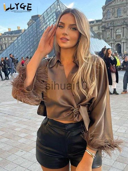 women's blouses shirts women elegant flare long sleeve with feather blouse female lapel lace up v-neck blouses 2023 spring new streetwe, White
women's blouses shirts women elegant flare long sleeve with feather blouse female lapel lace up v-neck blouses 2023 spring new streetwe, White
