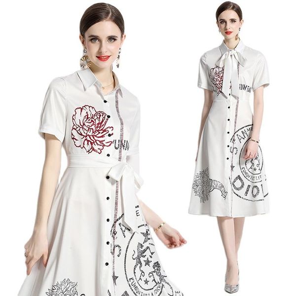 summer bow belted short sleeve midi dress 2023 women designer lapel button front slim party graceful print white shirtdress vacation new in, Black;gray
summer bow belted short sleeve midi dress 2023 women designer lapel button front slim party graceful print white shirtdress vacation new in, Black;gray