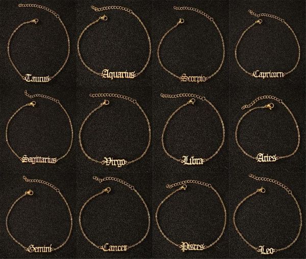 women men anklets chains 12 constellations zodiac sign letter goldsilver ankle bracelet birthday gift stainless steel foot chains1489685, Red;blue
women men anklets chains 12 constellations zodiac sign letter goldsilver ankle bracelet birthday gift stainless steel foot chains1489685, Red;blue