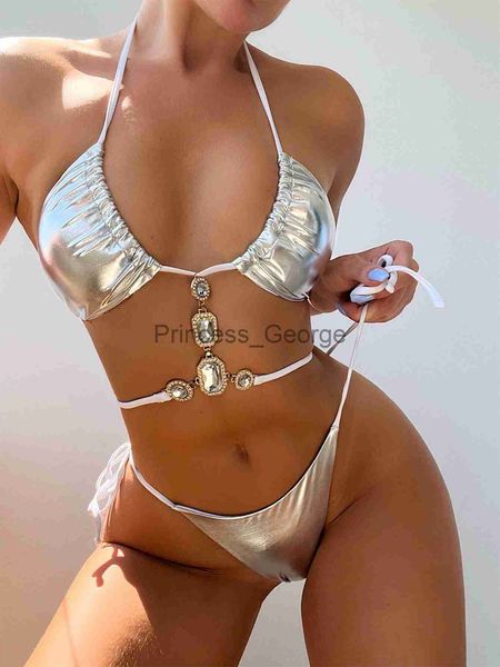 women's plus size swimwear shiny silver metallic bikini set micro thong string swimsuit women rhinestone swimwear 2023 bathing suit two, Black
women's plus size swimwear shiny silver metallic bikini set micro thong string swimsuit women rhinestone swimwear 2023 bathing suit two, Black