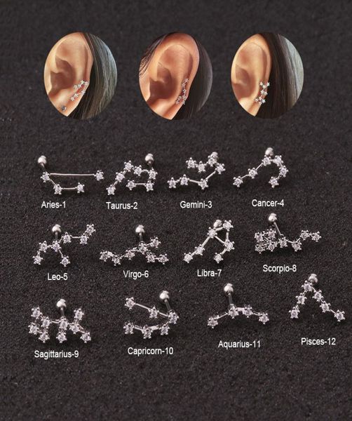 12 constellation 1pc stainless steel twelve constellation piercing jewelry cz cartilage helix lobe screw back stud earring5759581, Golden;silver
12 constellation 1pc stainless steel twelve constellation piercing jewelry cz cartilage helix lobe screw back stud earring5759581, Golden;silver