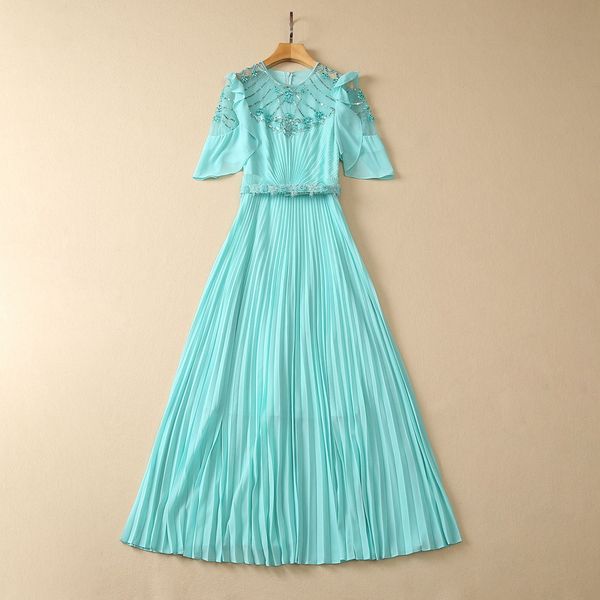 european and american women's dress 2023 summer new style short-sleeved heavy stud beads sequin blue fashion pleated belt dress, Black;gray
european and american women's dress 2023 summer new style short-sleeved heavy stud beads sequin blue fashion pleated belt dress, Black;gray
