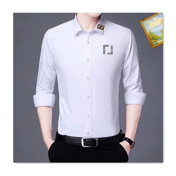 high end mens casual shirts designer shirts classics long sleeved lapel double letter solid color men business office commuting versatile me, White;black
high end mens casual shirts designer shirts classics long sleeved lapel double letter solid color men business office commuting versatile me, White;black