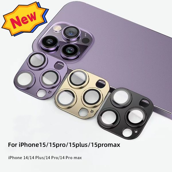 Image of For iphone14promax 14pro 14Plus 13 promax iphone15 15 pro Max Matte Aluminum Clear Scratch-Resistant Rear Camera Lens Film Protector Tempered Glass Metal Circle