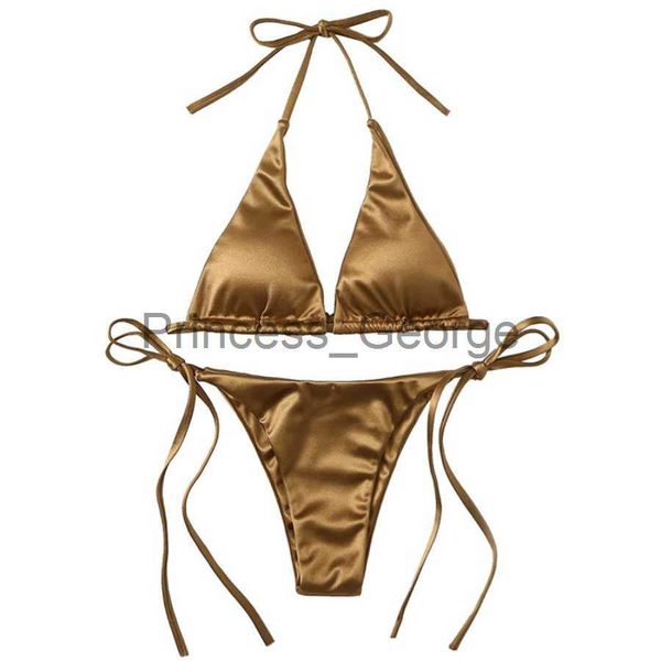 women's plus size swimwear women's metallic halter two piece swimsuit tie side triangle bikini summer solid bathing suit beachwear, Black
women's plus size swimwear women's metallic halter two piece swimsuit tie side triangle bikini summer solid bathing suit beachwear, Black