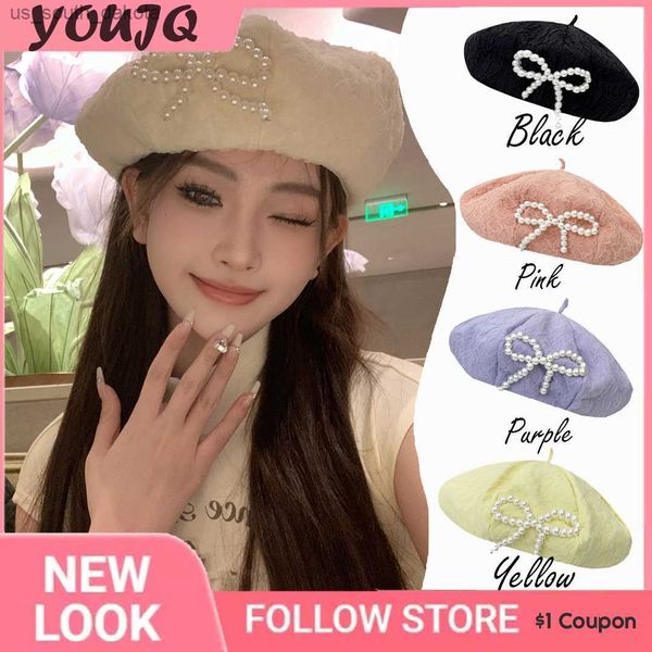 french vintage chic pearl bowknot beret women's autumn winter fashion versatile artist ladies sweet hat gorras l230523, Blue;gray
french vintage chic pearl bowknot beret women's autumn winter fashion versatile artist ladies sweet hat gorras l230523, Blue;gray