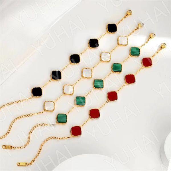 designer bracelet classic lucky clover bracelet black agate bracelet 18k gold plated women's and girls' valentine's mother�
designer bracelet classic lucky clover bracelet black agate bracelet 18k gold plated women's and girls' valentine's mother�