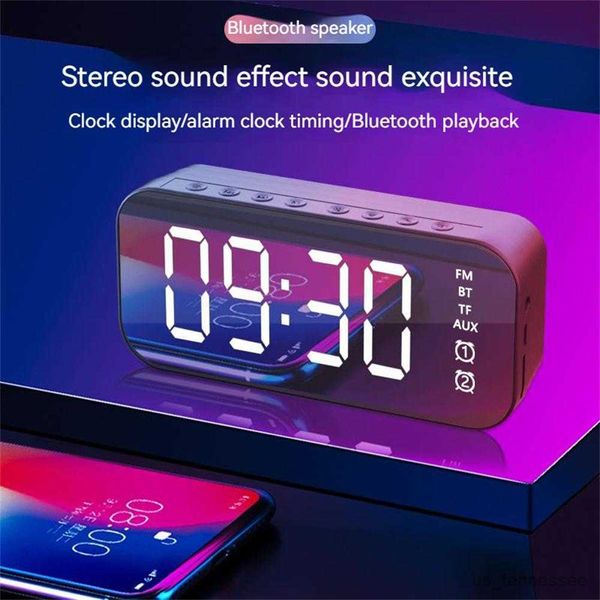 Image of Mini Speakers Mirror alarm clock Bluetooth speaker time display mini speaker card play speaker Bluetooth subwoofer surround speakers R230621