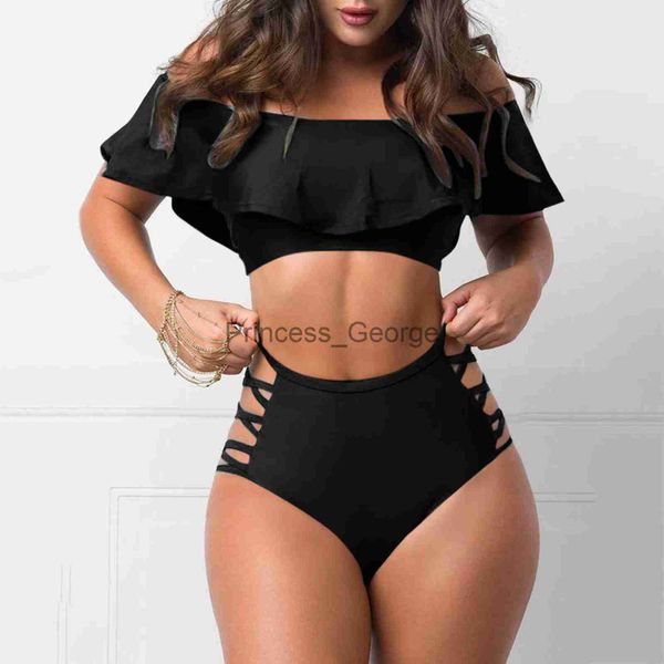 women's plus size swimwear swimsuit woman 2023 womens swimsuit ruffled off shoulder tight solid split swimwear beachwear bikini set mai, Black
women's plus size swimwear swimsuit woman 2023 womens swimsuit ruffled off shoulder tight solid split swimwear beachwear bikini set mai, Black